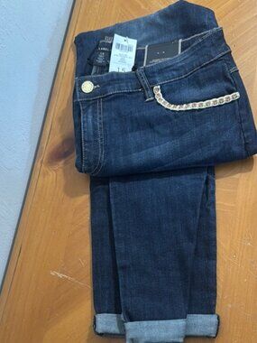 Chico's Black Label Cropped Jeans with Classic Denim Style with Rhinestones